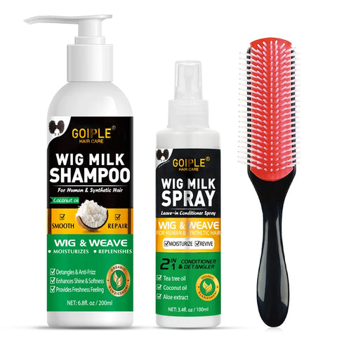 2 In 1 Wig Shampoo and Leave-in Conditioner Wig Care Solution Detangle Spray Anti-Frizz Moisturizes & Revitalizes Synthetic Wigs