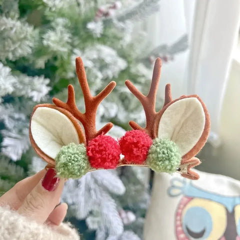 Cute Antlers Hair Clips Christmas Hairpin Girl Heart Elk Clips Xmas Winter Hairpin Children Headdress Antler Hair Accessories