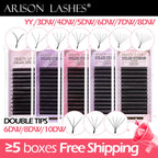 ARISON 3D/4D/5D/6D W-Shape Eyelashes Extension Premade Volume Fans YY-shape Lashes Faux Mink Soft Easy Faning Natural Lash