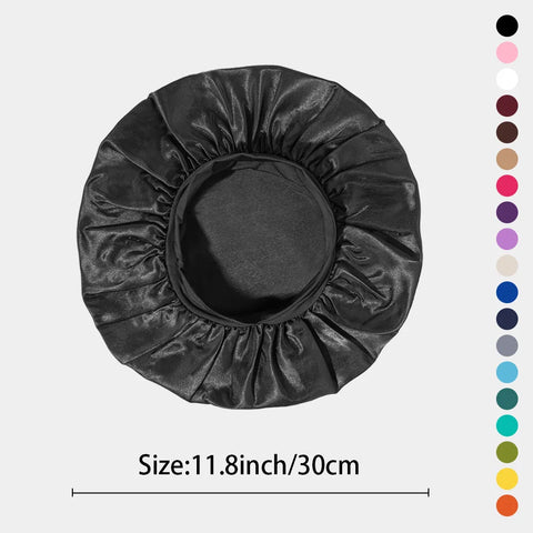 Women Satin Bonnet Hair Bonnet for Sleeping Hair Care Silk Bonnets Solid Wide-brimmed Sleeping Hat with Elastic Soft Band