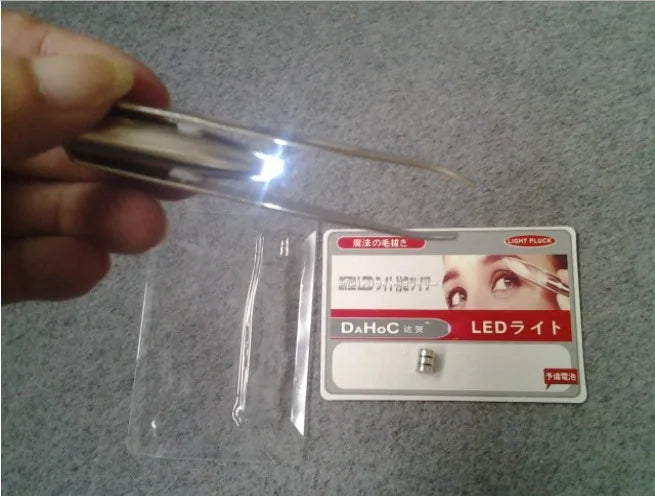 1pc Portable Stainless Steel Smart Design Eyebrow Hair Remove Tweezer With LED Light Makeup Tool