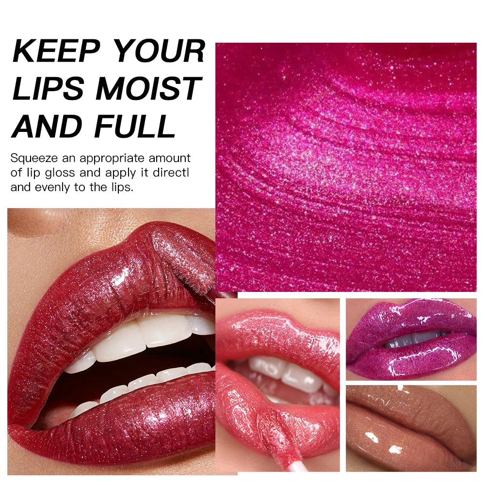 USHAS 12 colors mirror fine flash liquid lipstick pearlescent color waterproof sweatproof non-stick cup lip gloss