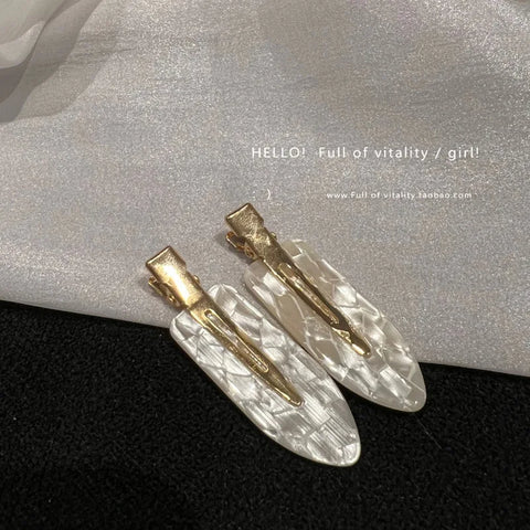 2/4pcs Simple Sakura Pink Seamless Hair Clip Women Acetate Sheet No Bend Bangs Clip Duckbill Clip Hairpins Hair Styling Tool