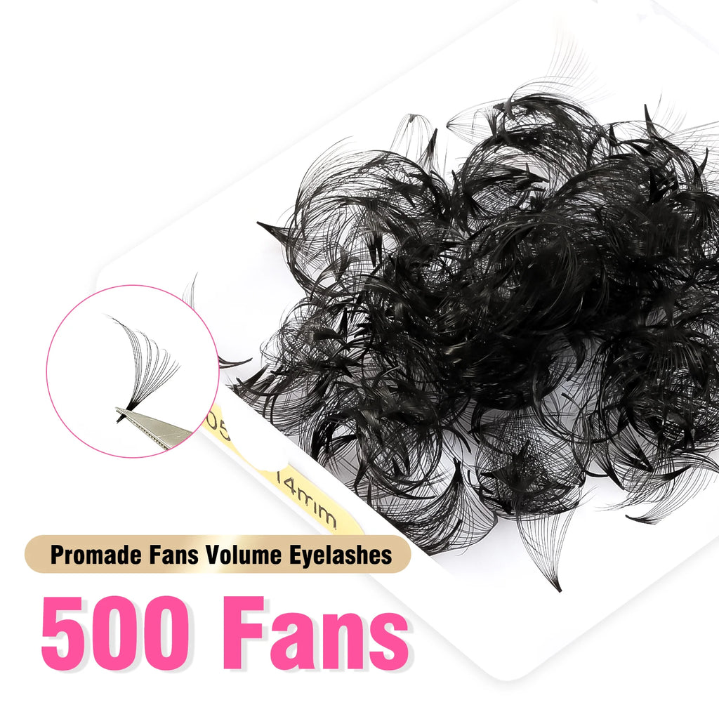 TDANCE 500 Fans Loose Fan Lashes Eyelash Extensions 5D 6D 8D 10D Pointy Base Premade Medium Stem Sharp Thin Russian VolumeLash