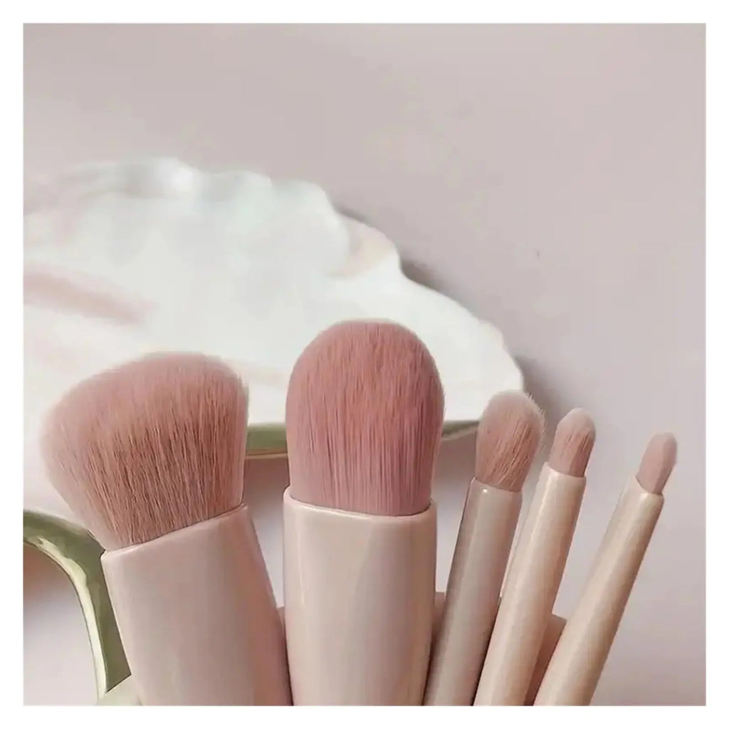 5pcs Mini Travel Size Makeup Brushes Set Complete Function Cosmetic Brushes Kit with Storage Case And Mirror for On-the-Go