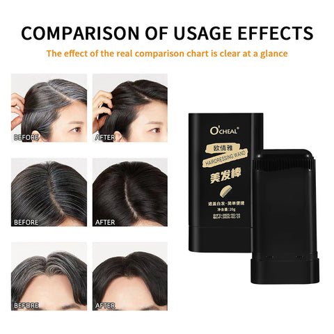 Ocheal 3-Color Quick Touch-Up Hair Stick Beard Color Stick Portable Temporary Quick Coverage Hair Pen Instant Dye Stick Comb