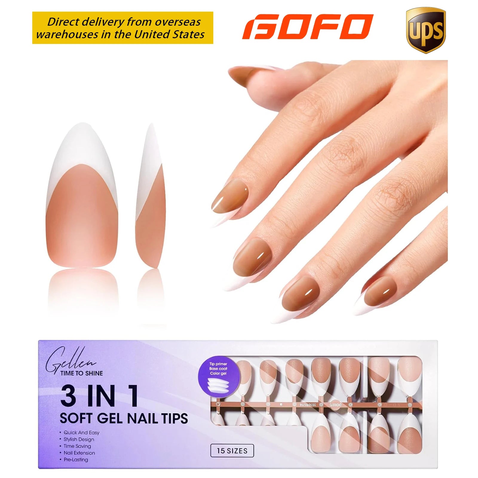 GELLEN Press on Nails for Women 150PCS Almond Shaped False Nails Medium Length Soft Gel Tips Natural Looking Nail Art