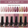 6pcs Nail Gel Polish Set Nude Pink Red UV/LED Nail Art Vernis Gel for Manicure Design All-Season Semi Permanent Quick Dry