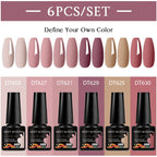 6pcs Nail Gel Polish Set Nude Pink Red UV/LED Nail Art Vernis Gel for Manicure Design All-Season Semi Permanent Quick Dry