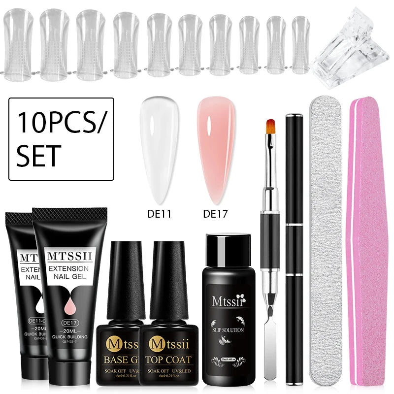 Mtssii 17PCS/Set 20ml Nail Extension Gel Set Builder UV Gel for Nails With 6W UV LED Lamp Nail Extension Tools Kit For Beginner