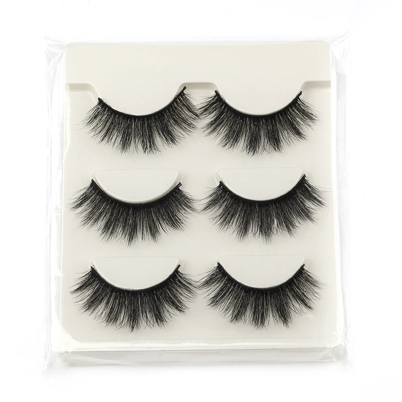 3/5 Pairs Hot Sale Natural Long 3D Mink Lashes Soft Short Faux Cils Handmade Fake Lashes Makeup Tool Eyelash Extension Maquiagem