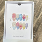 10pcs French Almond Press on Nails Flower False Nails Wearable Stick-on Nails Fake Nail Uñas Postizas Mujer Накладные Ногти 네일팁