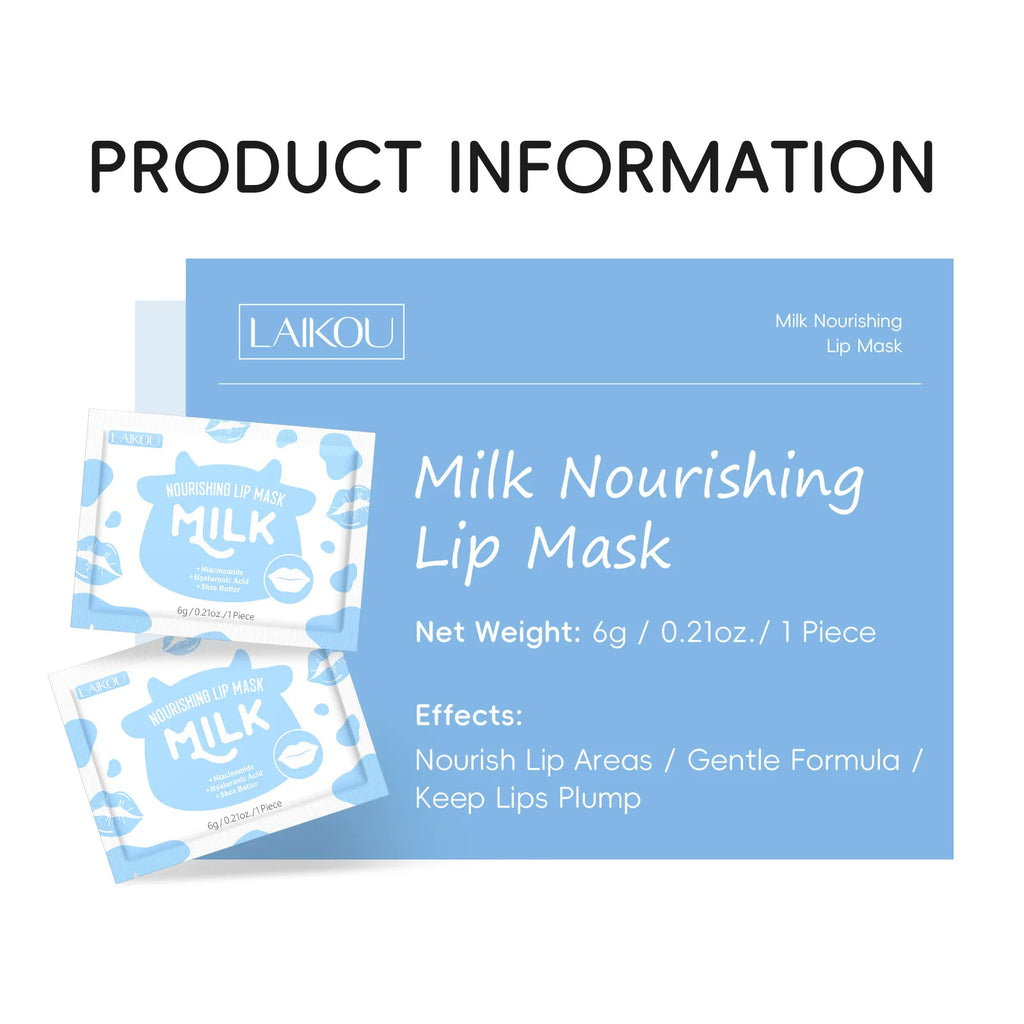 Laikou Milk Lip Mask Hydrating Repair Remove Lines Blemishes Lighten Lip Line Collagen Gel  Lips Pad Patches Skin Care Product