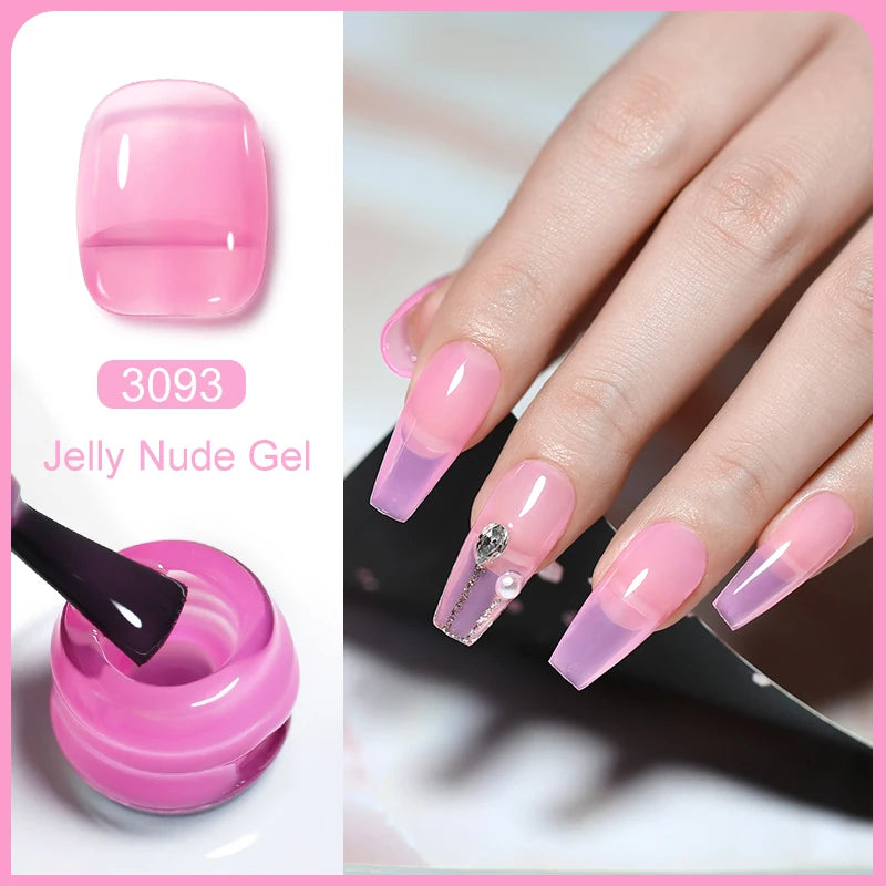 Arte Clavo Transparent Nude Pink Color Jelly Gel Nail Polish Semi Permanent 15ml Top Coat Soak Off UVLED Varnish Nail Art Design