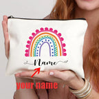 Rainbow Teacher Custom Name Makeup Bag Personalized Graduation Gift for Teachers Pencil Case Back To School Gift Women Purse