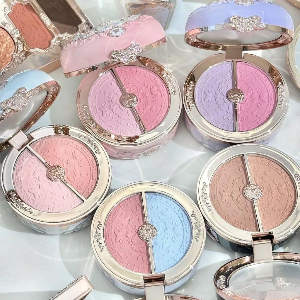 Flower Knows Strawberry Rococo Series Embossed Blush Fine Powder Makeup Smooth Long-Lasting Blusher Face Enhancing Makeup Color