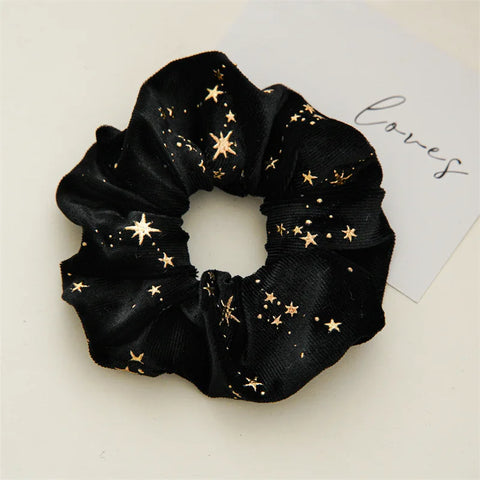 YHJ Velvet Star Scrunchies Elastic Hair Bands Women Girls Headbands Ponytail Holder Hair Ties Winter Fashion Hair Accessories