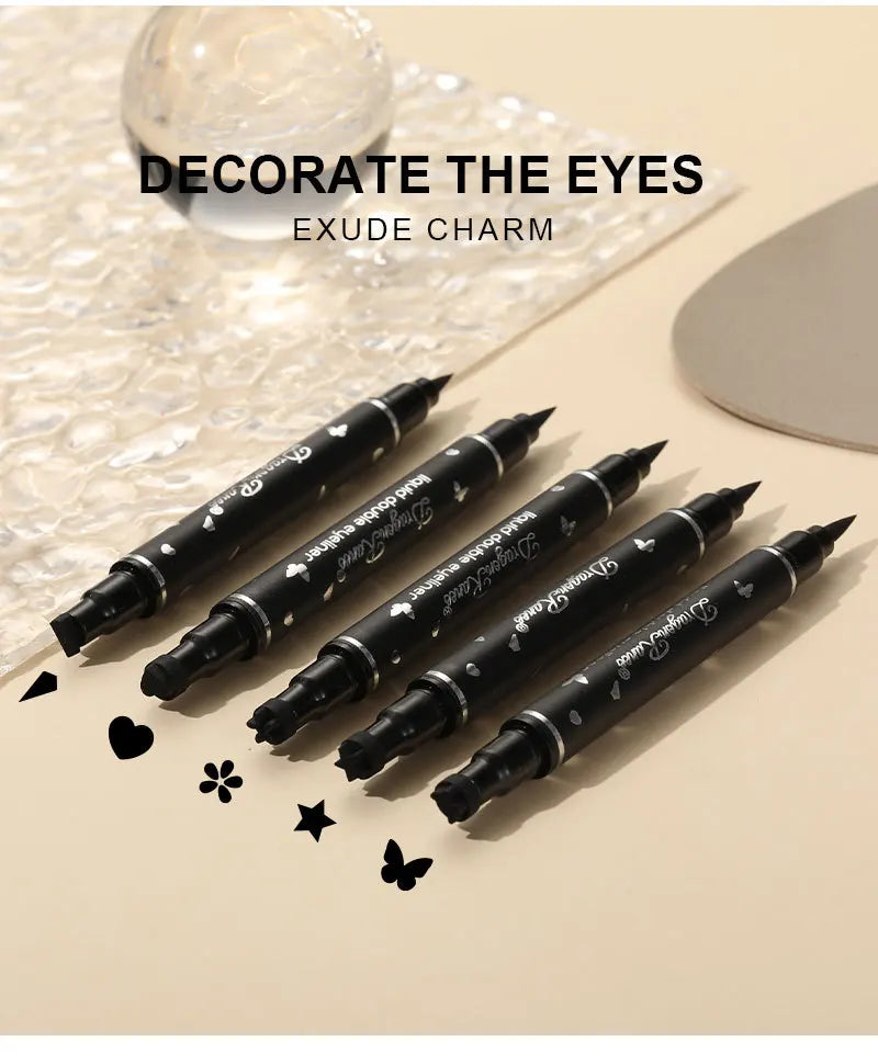 Black Eyeliner Stamp Triangle Dual-ended Liquid Eyeliner Waterproof Sweat-proof Quick Dry Eyeliner Makeup Seal Tool Cosmetics