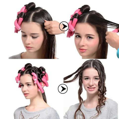 10pcs Foam Heatless Curling Rod Soft  Bendy Twist Curls Tool Sponge Hair Curlers Rollers DIY Hair Styling Tools Set Random Color