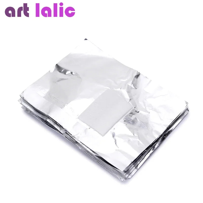 100Pcs Aluminum Foil Nail Art Remover Wraps with Acetone for Soaking off Acrylic UV Gel Polish Cotton Wipes Nail Care Tools