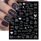 1PCS Laser Love Letter Nail Sticker Nail Art Decoration Flower Star supplies Decals Press On Nails Stickers Parts