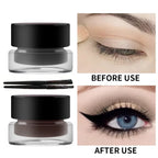 2 bottles of two-color eyeliner gel, durable color rendering, waterproof, non smudging, eyeliner cream with two brushes