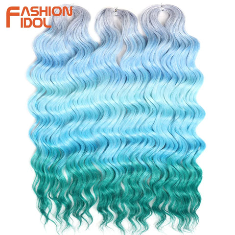 Anna Hair Synthetic Loose Deep Wave Braiding Hair Extensions 24 Inch Water Wave Braid Hair Ombre Blonde Twist Crochet Curly Hair