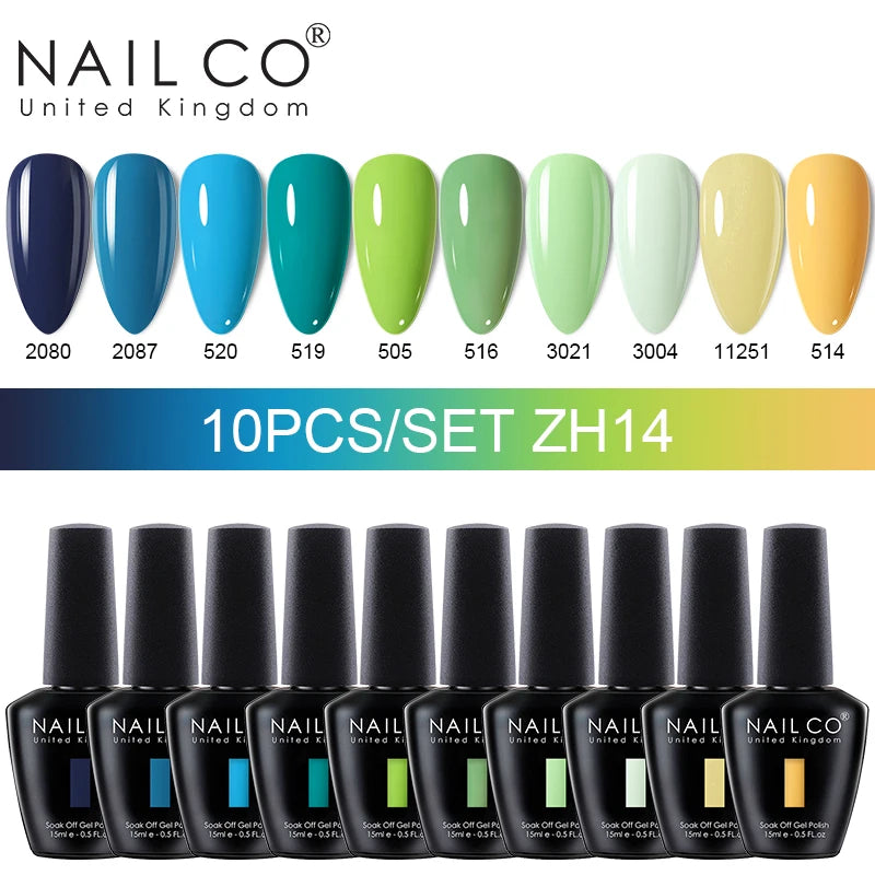 NAILCO 15ml 10pcs/Set Nude Colors Gel Nail Polish UV Gel Nail Polish Pink Nail Lakiery Esmalte Top Base Nail Art Design Vernis