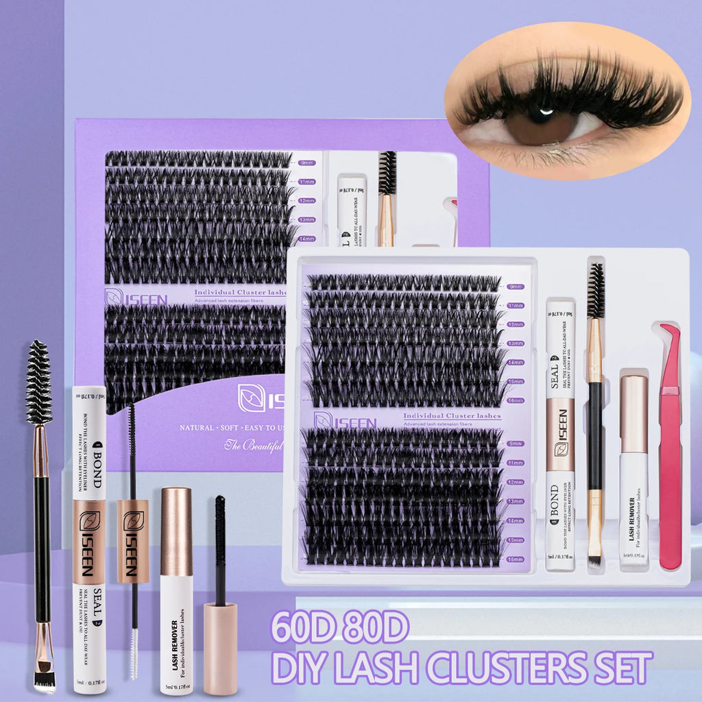 Eyelash Clusters Kit Large Capacity Wispy Individual Lashes Natural DIY Cluster Eyelash Extensions Makeup Tool