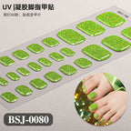 26Tips French Leopard Print UV Gel Toenail Sticker Bronzing Dye Gradient Cross-border Semi Baked Gel Nail Sticker UV Lamp Needed