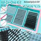 Eyelash Extension Kit Spiky Lashes Extension Thick Individual Cluster Lashes with Spikes&Bottom Lashes Bond And Seal Makeup