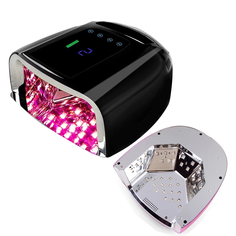 96W Mirror Reflective Nail Lamp with Metal Pad Cordless Manicure Dryer Wireless UV Light for Nails Rechargeable Nail UV LED Lamp