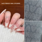 5 Sheets French Cheese Nail Stickers Decoration Self-Adhesive Hollow Lace Nail Art Decals Butterfly Star Shape DIY Nail Art Tool