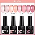 LILYCUTE 4/5Pcs/Set 7ML Nude Pink Gel Nail Polish and Translucent Jelly Nail Art Gel Semi Permanent Soak Off Design Manicure Set