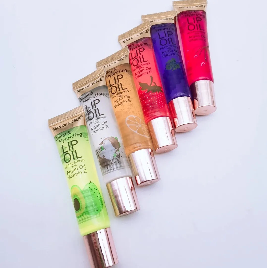 6pcs Fruit Flavor Lip Gloss Set Vitamin E Clear Moisturizing Longlasting Lip Gloss Girls Lip Care Lip Oil Kawaii Lips Makeup