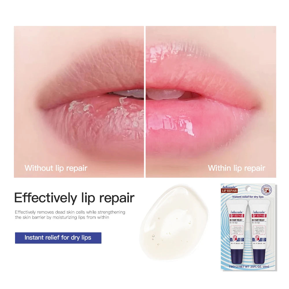 2pcs/Lot Lip Repair Gel Moisturizing Instant Relief For Dry Lips Liquid Lip Balm Paraben Free Lip Care Product Reduce Lips Line