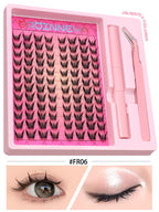 GROINNEYA Manga Lash Clusters Kit Cat Lashes with Lash Bond & Seal Cluster Eyelash Extensions Eyelash Clusters Kit DIY Lashes