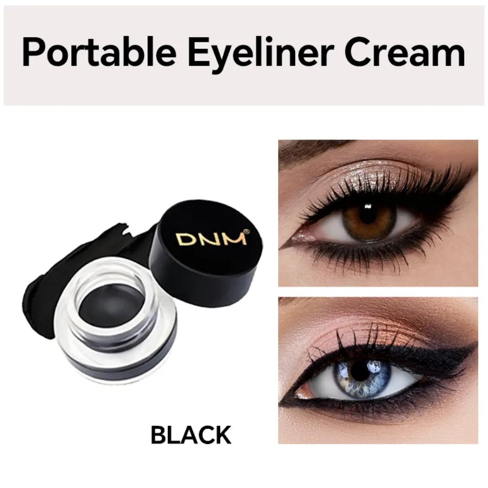 Waterproof Matte Black Eye Liner Paste with Blade Brush Soft Easy Coloring Slim Bold Gel Eyeliner Silkworm Cream Natural Tint