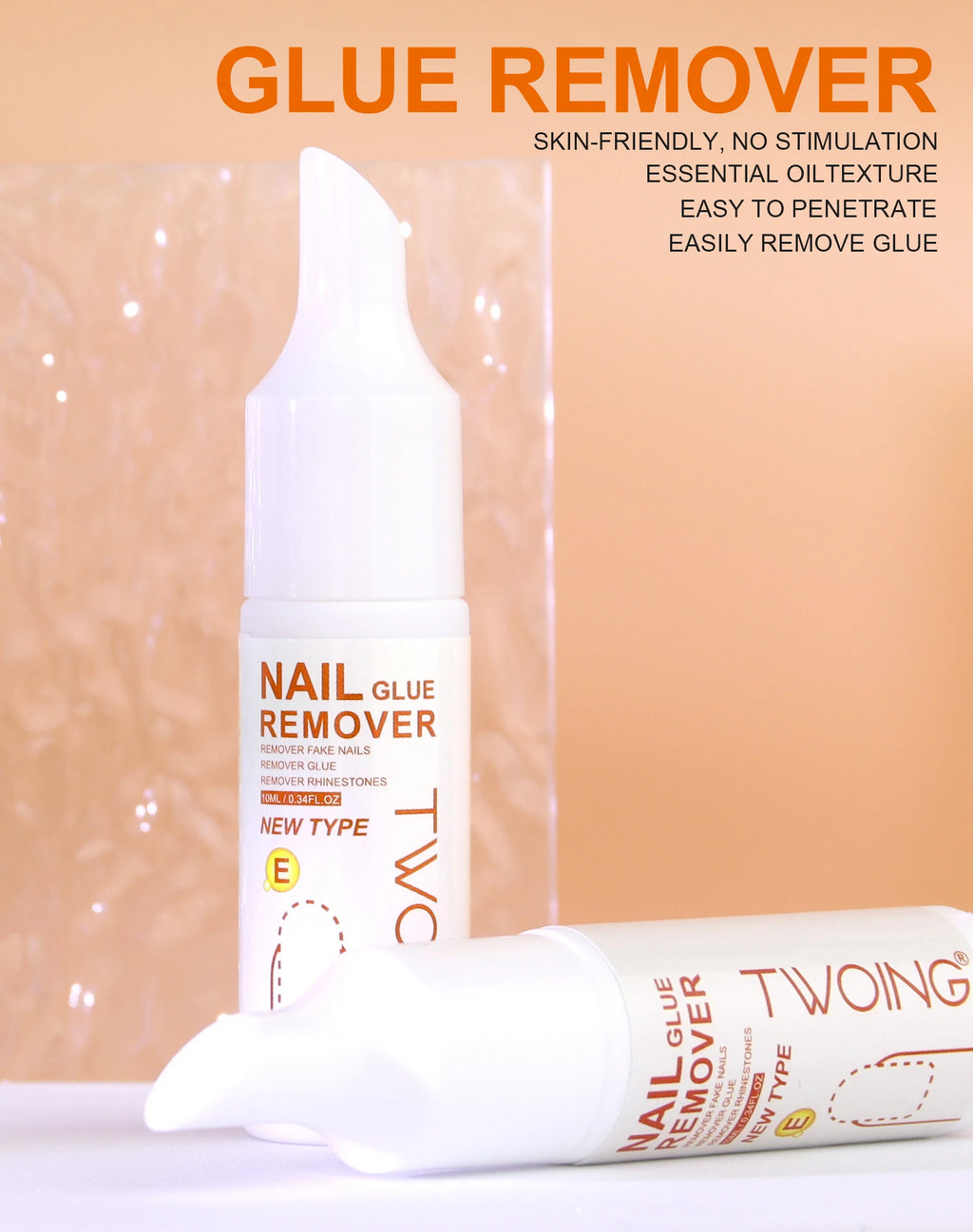 3 bottles Nail Glue Remover for Fake Nails Easily Removes Acrylic Nails, Press-On Nails & Rhinestones - Convenient Prying Cap