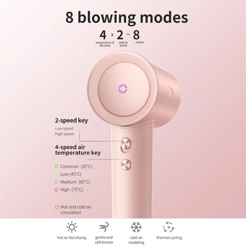 High-Speed Electric Hair Dryer Machine1600W Adjustable Temperature Professional Low Noise Fast Drying Anion Hair Care Blow Dryer