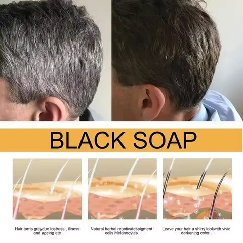 White Hair to Black Shampoo Dye Soap Natural Color Soap Restore Gray Beard Cover Gray Hair Dye Hair Fixing Shampoo For Man Women