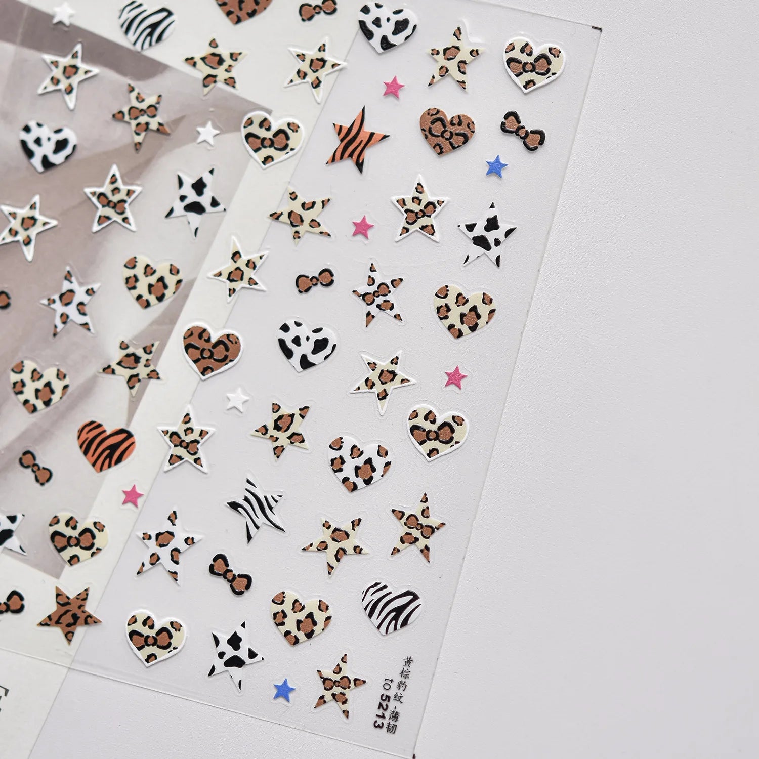 Retro Leopard Print Heart-shaped Nail Art Stickers 5D Metal Nail Sticker European and American Style Manicure Decorations Decals