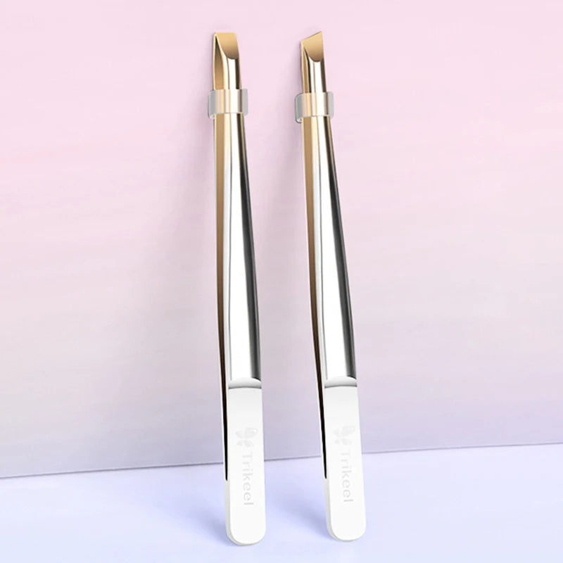 Stainless Steel Flat/Slant Tip Multifunction Tweezer Eyebrow Tweezer Face Hair Removal Make Up Tool False Eyelashes Tweezer Tool