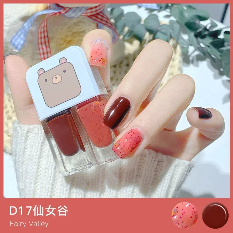 Water-based Nude Icy Women Children Nail Polish Twin Star Set No-bake Quick-drying Odorless Nail Polish Full Set Makeup