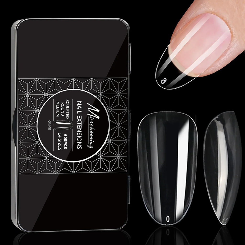 250/500/600pcs Soft Gel False Tips Natural Sculpted Ballet Coffin Almond Fake Nails Full Cover Press On Nails DIY Nail Supplies