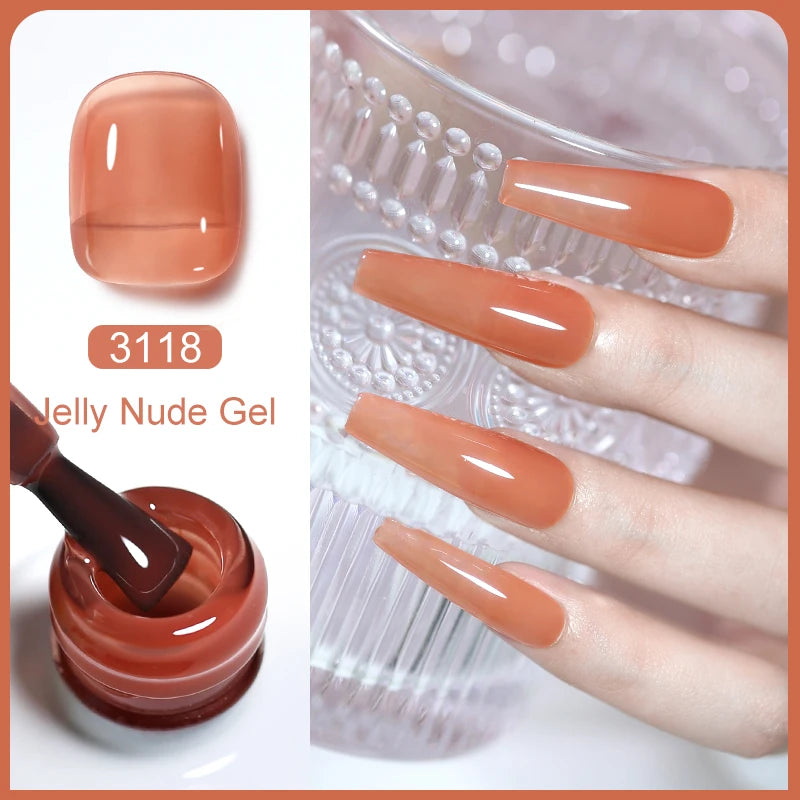 Arte Clavo Transparent Nude Pink Color Jelly Gel Nail Polish Semi Permanent 15ml Top Coat Soak Off UVLED Varnish Nail Art Design