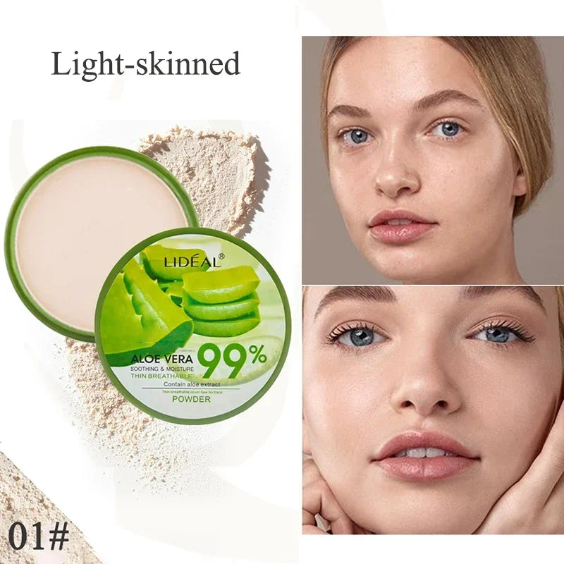 99% Aloe Vera Softening Powder Waterproof Moisturizing Concealer Foundation Fixed Make Up Oil Control Facial Brighten Cosmetics