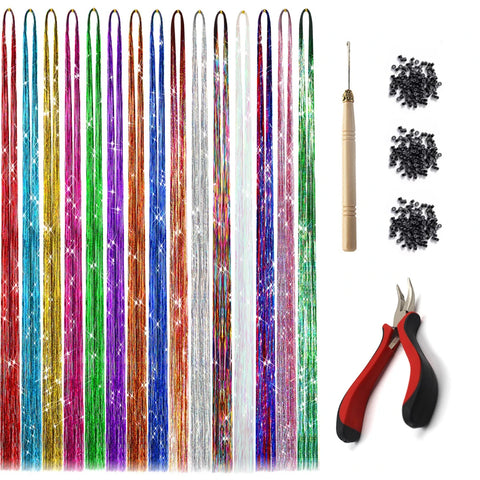 Sparkle Hair Tinsel Heat Resistant Multi-color Colors 36 Inch Glitter Fairy Hair Accessories Perfect For Christmas New Year