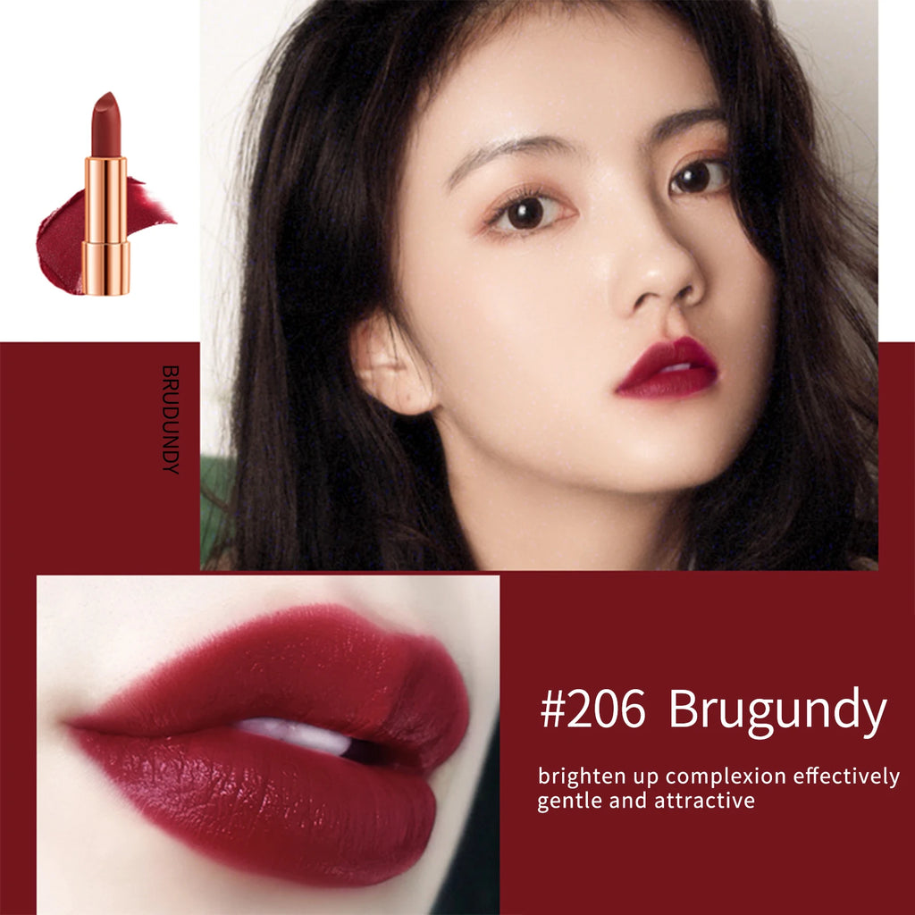 Matte Lipstick Set 3 Colours with Silver Chain Shining Bag Waterproof Non-Stick Long Lasting Red Lip Makeup 3.5gx3pcs