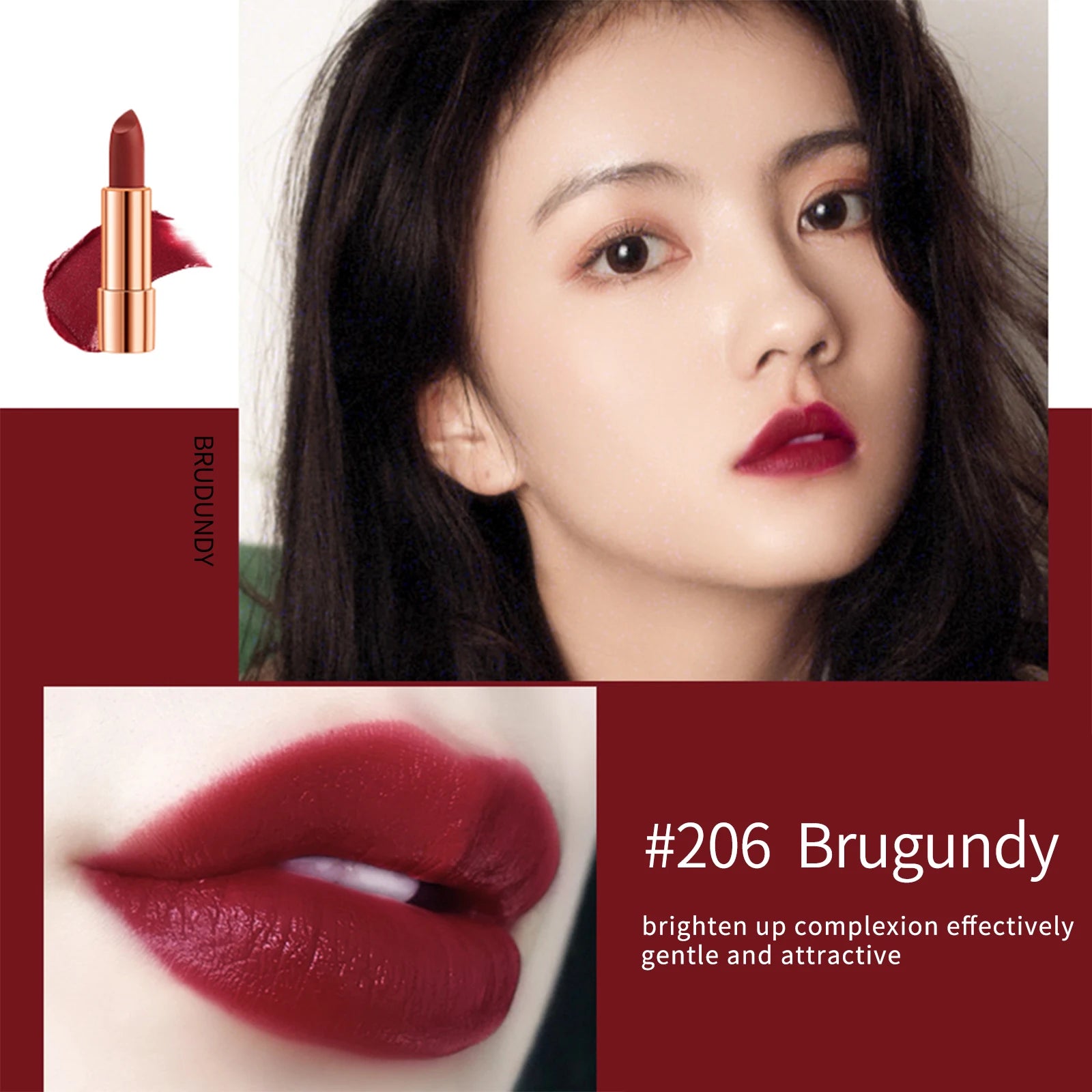 Matte Lipstick Set 3 Colours with Silver Chain Shining Bag Waterproof Non-Stick Long Lasting Red Lip Makeup 3.5gx3pcs